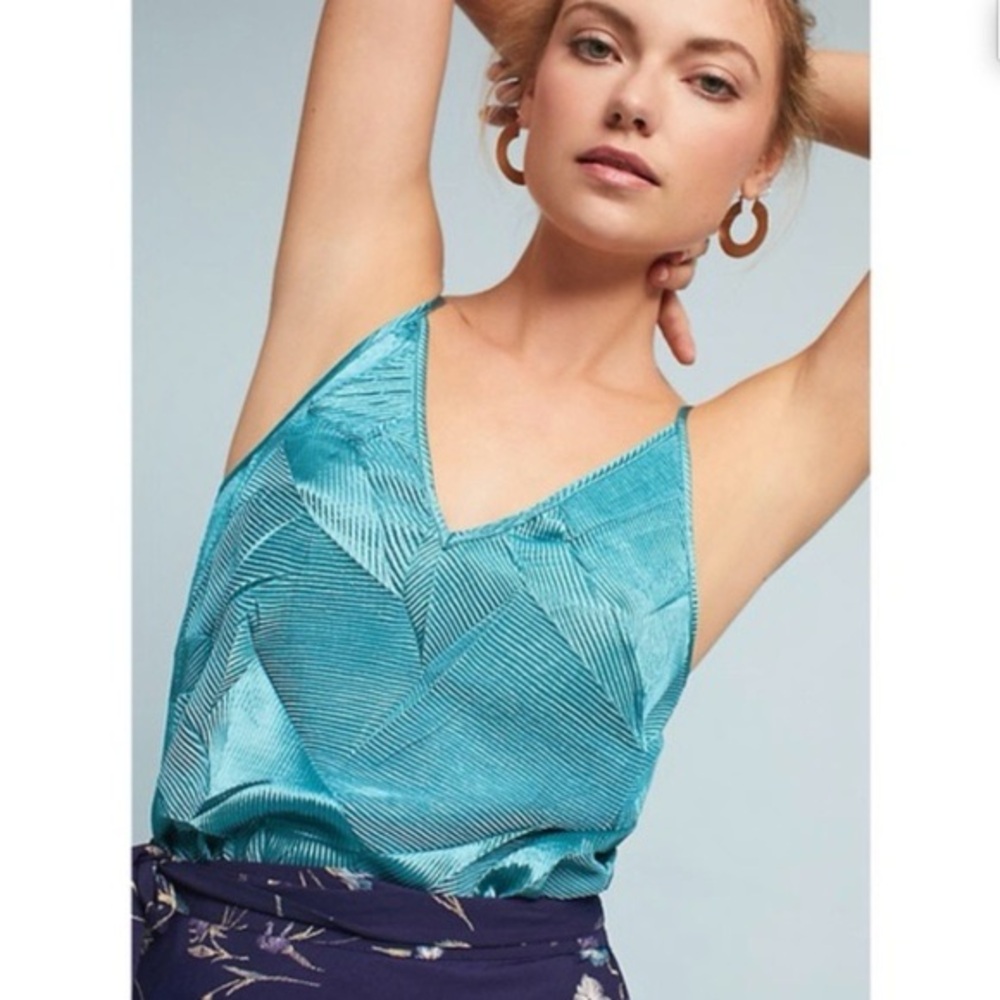 Anthropologie Floreat Teal Cami Top Women's Small
